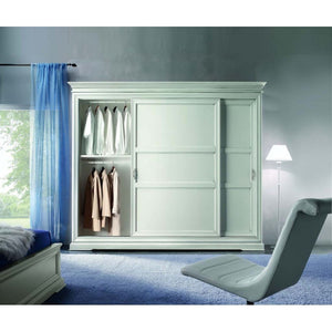 Armadio in legno classico 2 ante scorrevoli legno bianco 300x68x255 - Mobili 2G