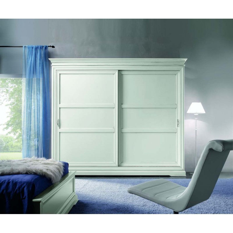 Armadio in legno classico 2 ante scorrevoli legno bianco 300x68x255 - Mobili 2G