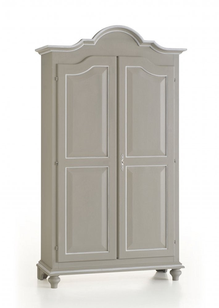 Armadio in legno shabby grigio con profilo bianco 112x46x204 (475) - Mobili 2G