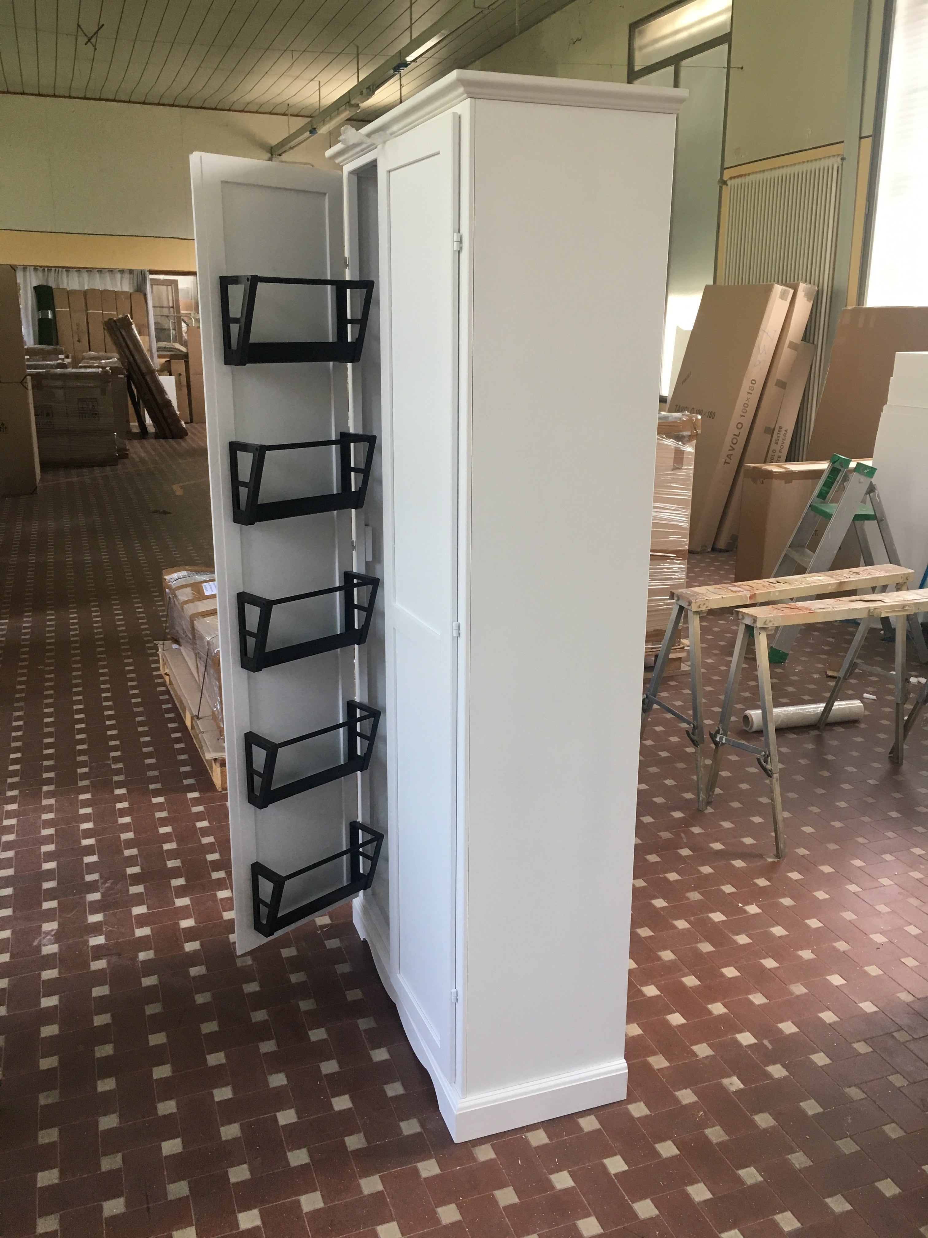 Armadio porta scarpe in legno bianco laccato cm 87x40x192h (1521) - Mobili 2G