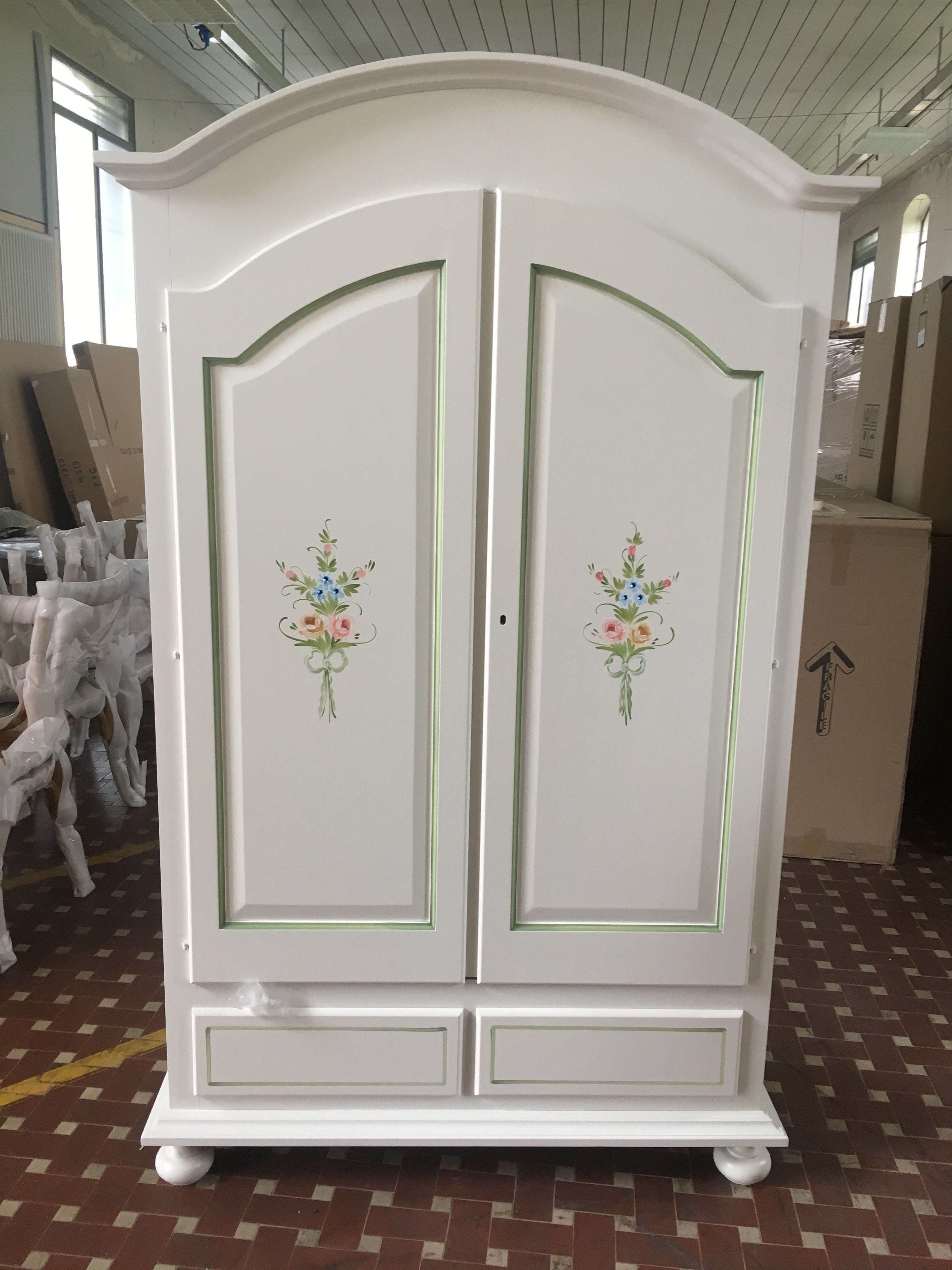 Armadio shabby 2 ante in legno decorato 125x61x200 (503) - Mobili 2G