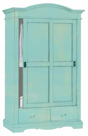 Armadio shabby 2 ante scorrevoli legno verde consumato 122x59x200 - Mobili 2G