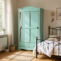 Armadio shabby 2 ante scorrevoli legno verde consumato 122x59x200 - Mobili 2G