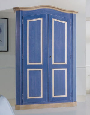 Armadio shabby 2 porte in legno blu e miele 131x63x214 (2203) - Mobili 2G