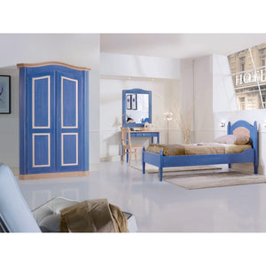Armadio shabby 2 porte in legno blu e miele 131x63x214 (2203) - Mobili 2G