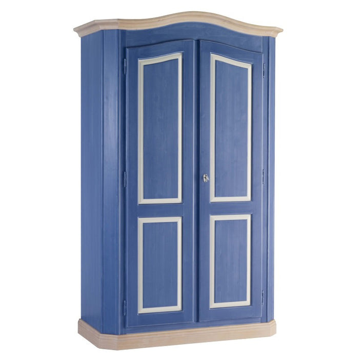 Armadio shabby 2 porte in legno blu e miele 131x63x214 (2203) - Mobili 2G
