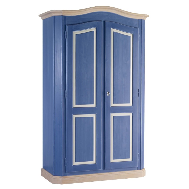 Armadio shabby 2 porte in legno blu e miele 131x63x214 (2203) - Mobili 2G