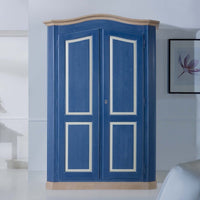 Armadio shabby 2 porte in legno blu e miele 131x63x214 (2203) - Mobili 2G