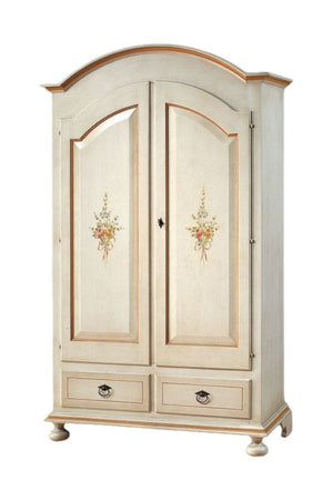 Armadio shabby 2 porte legno bianco anticato filo arancione 125x61x200 - Mobili 2G