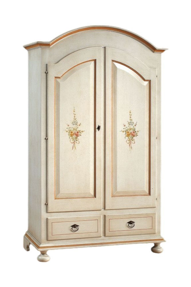 Armadio shabby 2 porte legno bianco anticato filo arancione 125x61x200 - Mobili 2G