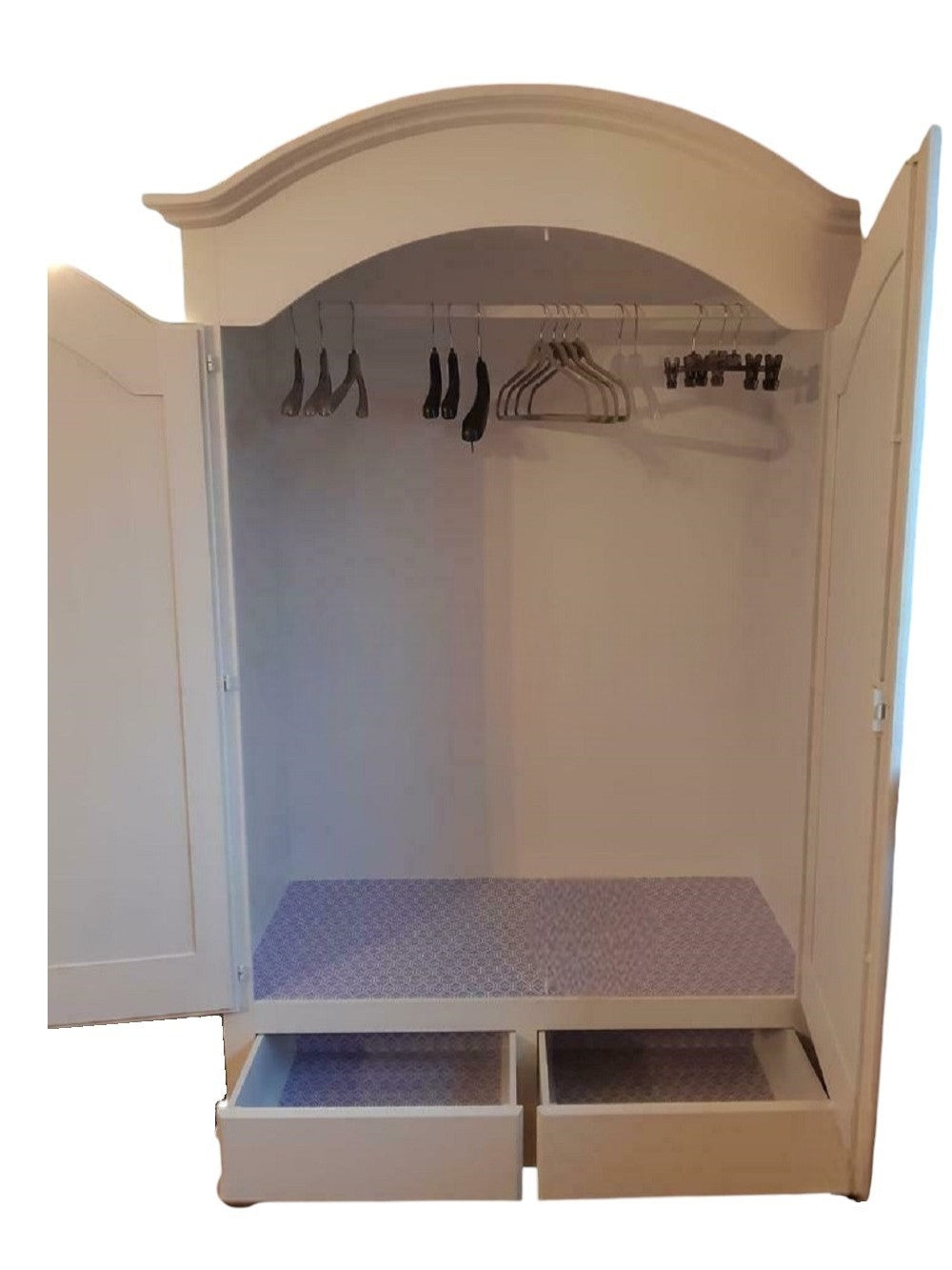 Armadio shabby 2 porte legno bianco anticato filo azzurro 125x61x200 - Mobili 2G