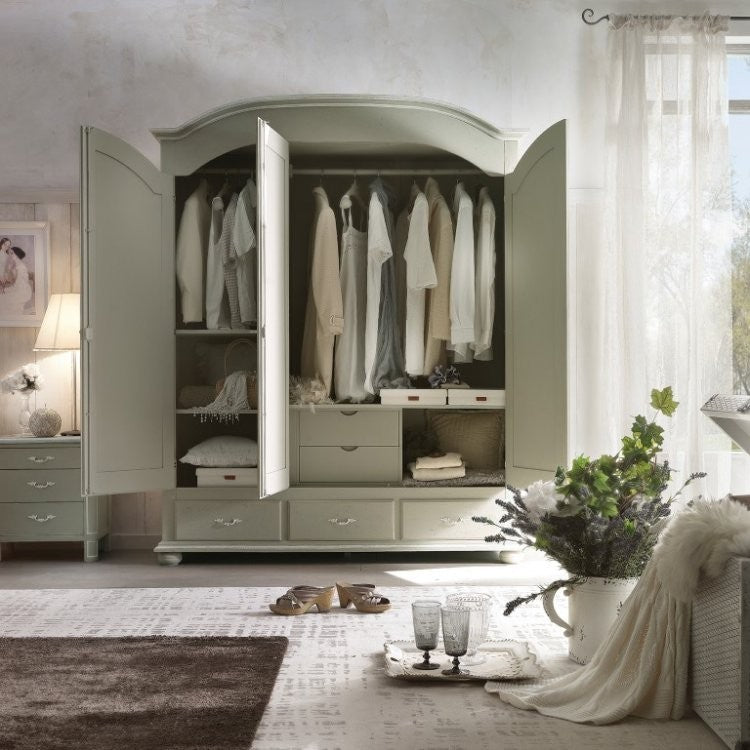 Armadio shabby 3 ante legno grigio provenzale 181x61x224 - Mobili 2G