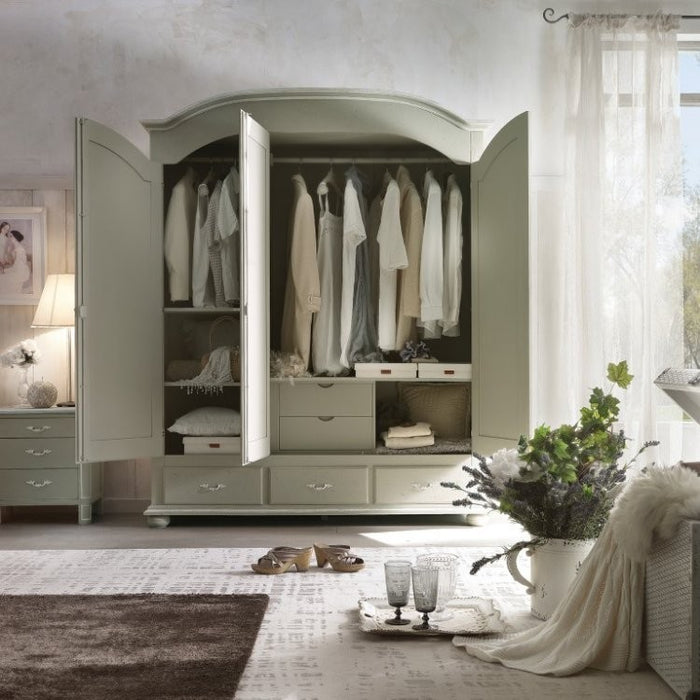 Armadio shabby 3 ante legno grigio provenzale 181x61x224 - Mobili 2G