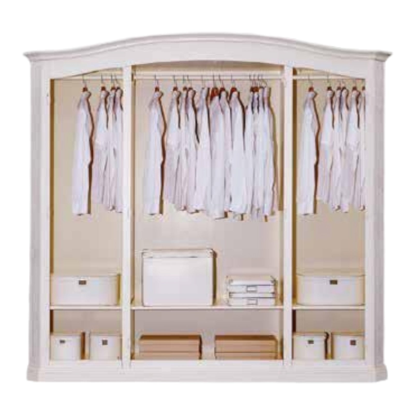 Armadio shabby 4 ante in legno bianco spazzolato 231x63x219 (2207) - Mobili 2G