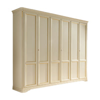 Armadio shabby classico 6 ante in legno avorio/oro l.310 p.60 h.250 - Mobili 2G
