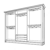 Armadio shabby classico 6 ante in legno avorio/oro l.310 p.60 h.250 - Mobili 2G