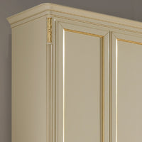 Armadio shabby classico 6 ante in legno avorio/oro l.310 p.60 h.250 - Mobili 2G