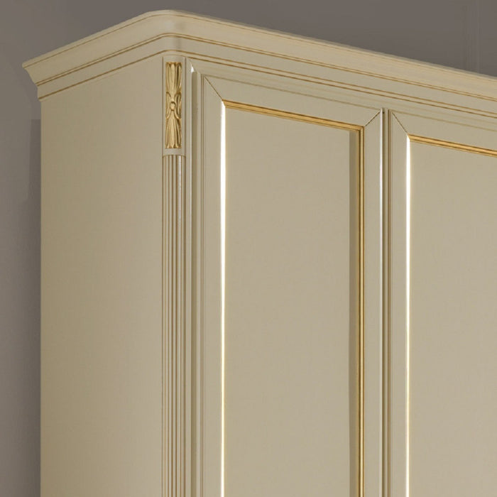 Armadio shabby classico 6 ante in legno avorio/oro l.310 p.60 h.250 - Mobili 2G