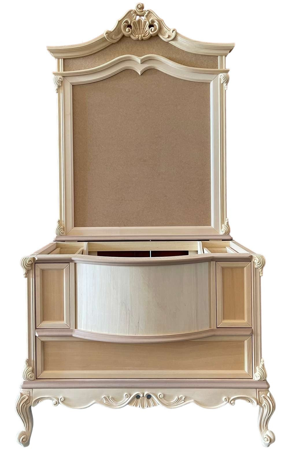 Bagno con specchio classico barocco legno grezzo 113x60x87 - Mobili 2G