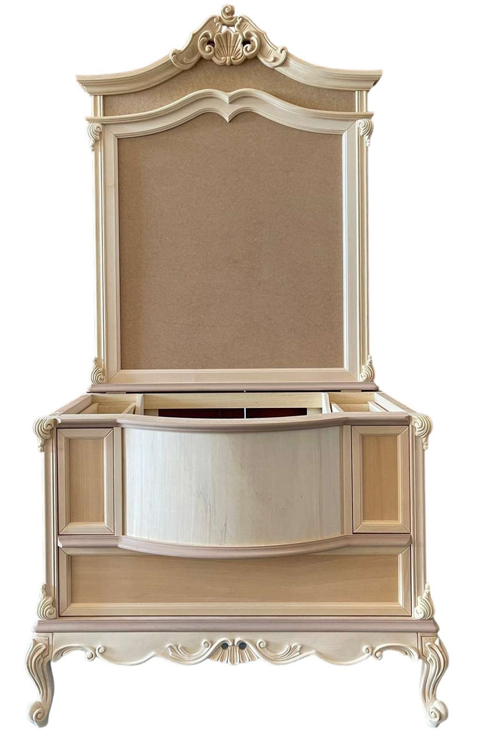 Bagno con specchio classico barocco legno grezzo 113x60x87 - Mobili 2G