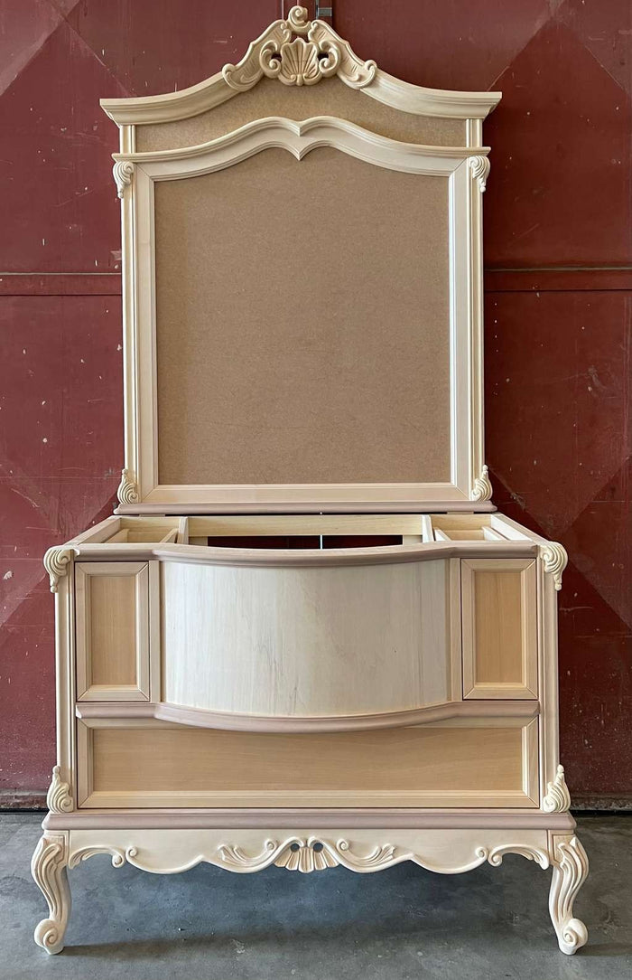 Bagno con specchio classico barocco legno grezzo 113x60x87 - Mobili 2G