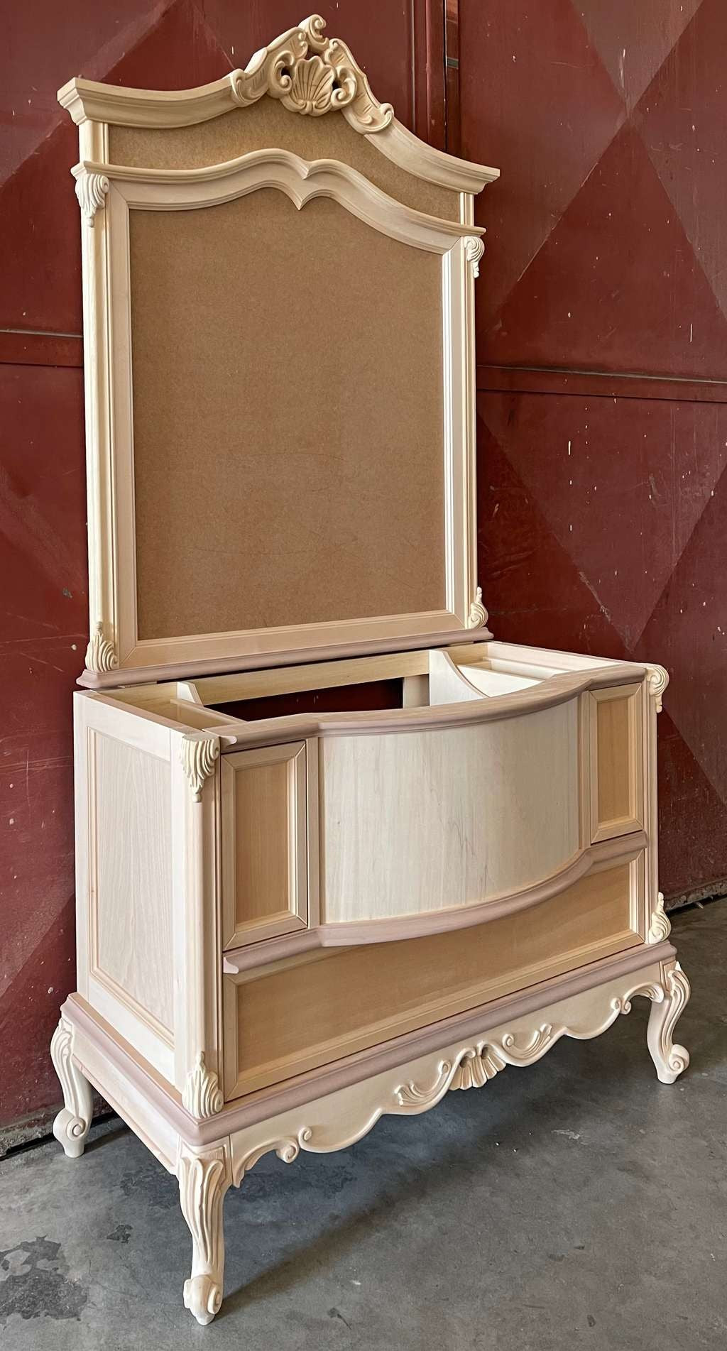 Bagno con specchio classico barocco legno grezzo 113x60x87 - Mobili 2G