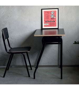 Banco scuola moderno metallo nero piano melaminico nero 100x50x76,5 - Mobili 2G