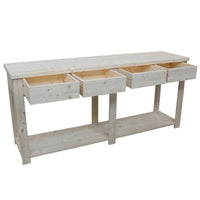 Bancone 4 cassetti 1 ripiano in legno classico grezzo l.200 p.50 h.90 (3326) - Mobili 2G