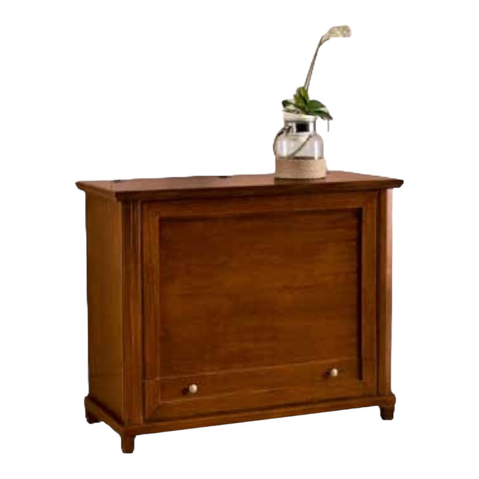 Baule in legno 1 cassetto finitura noce chiaro l.120 p.54 h.97