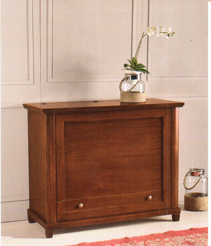 Baule in legno 1 cassetto finitura noce chiaro l.120 p.54 h.97