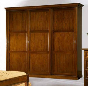 Camera completa in legno massello arte povera tinta noce