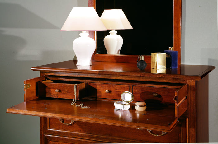 Camera completa in legno massello arte povera tinta noce