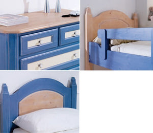 Cameretta da letto a castello legno massello colore blu - Mobili 2G