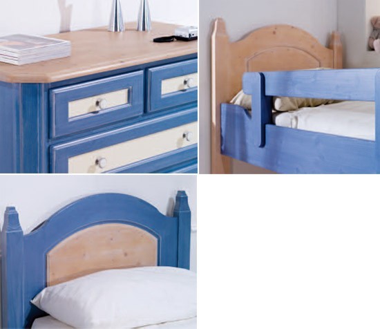 Cameretta da letto a castello legno massello colore blu - Mobili 2G
