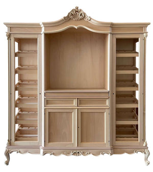 Cantinetta porta bottiglie classica barocco legno grezzo 215x63x236 - Mobili 2G