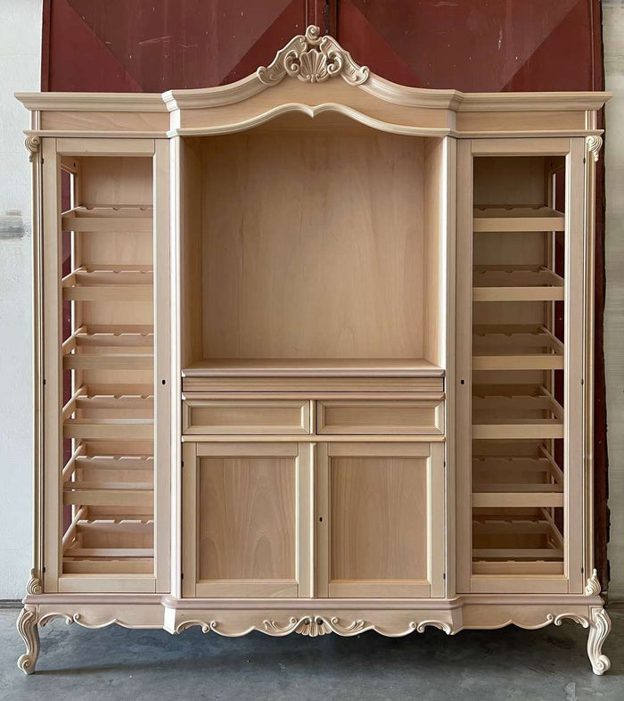 Cantinetta porta bottiglie classica barocco legno grezzo 215x63x236 - Mobili 2G