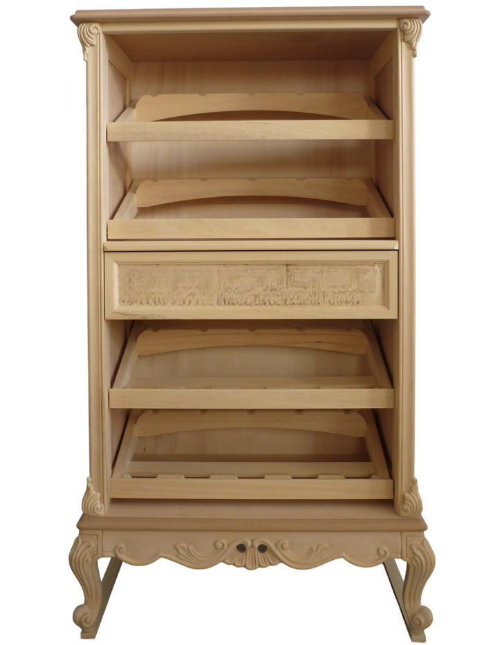 Cantinetta porta bottiglie classica barocco legno grezzo 87x48x149 - Mobili 2G