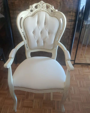 Capotavola shabby legno avorio anticato capitoneè  ecopelle bianca 60x55x110 - Mobili 2G