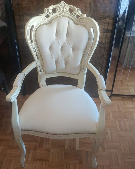 Capotavola shabby legno avorio anticato capitoneè  ecopelle bianca 60x55x110 - Mobili 2G