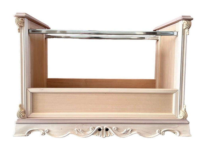 Carrello porta stoffe classico barocco legno grezzo 114x56x78 - Mobili 2G