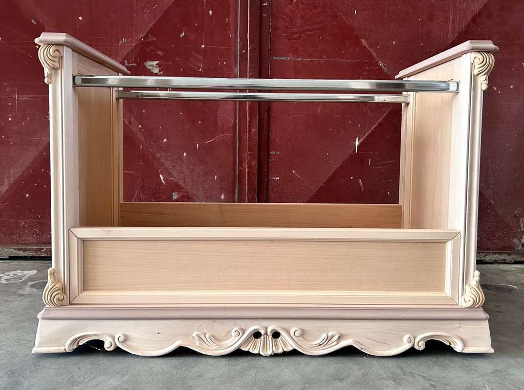 Carrello porta stoffe classico barocco legno grezzo 114x56x78 - Mobili 2G