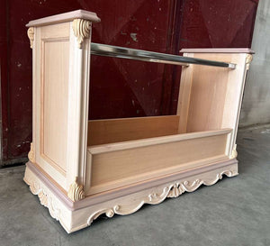 Carrello porta stoffe classico barocco legno grezzo 114x56x78 - Mobili 2G