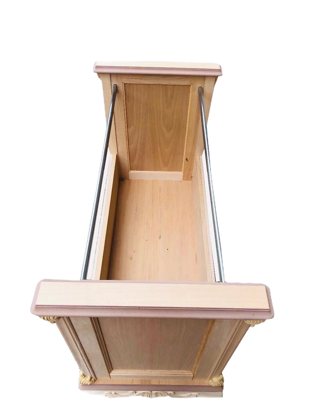 Carrello porta stoffe classico barocco legno grezzo 114x56x78 - Mobili 2G