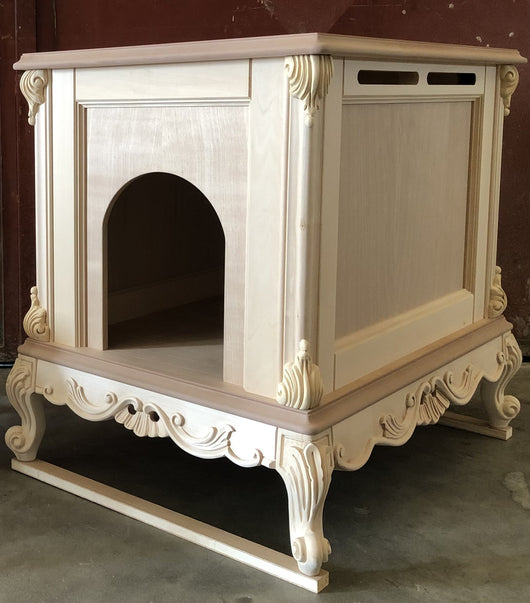 Casetta per cani classica barocco legno grezzo 58x80x70 - Mobili 2G