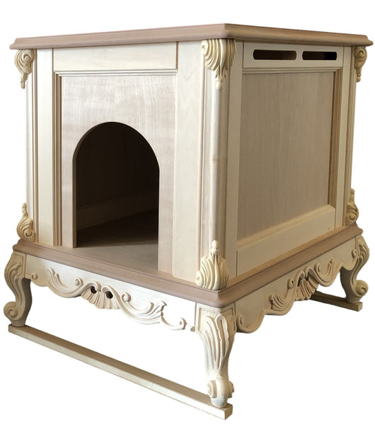 Casetta per cani classica barocco legno grezzo 58x80x70 - Mobili 2G