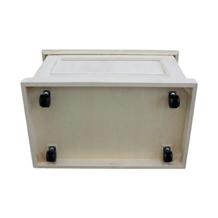 Cassapanca arte povera con ruote in legno grezza l.78 p.47 h.51 - Mobili 2G