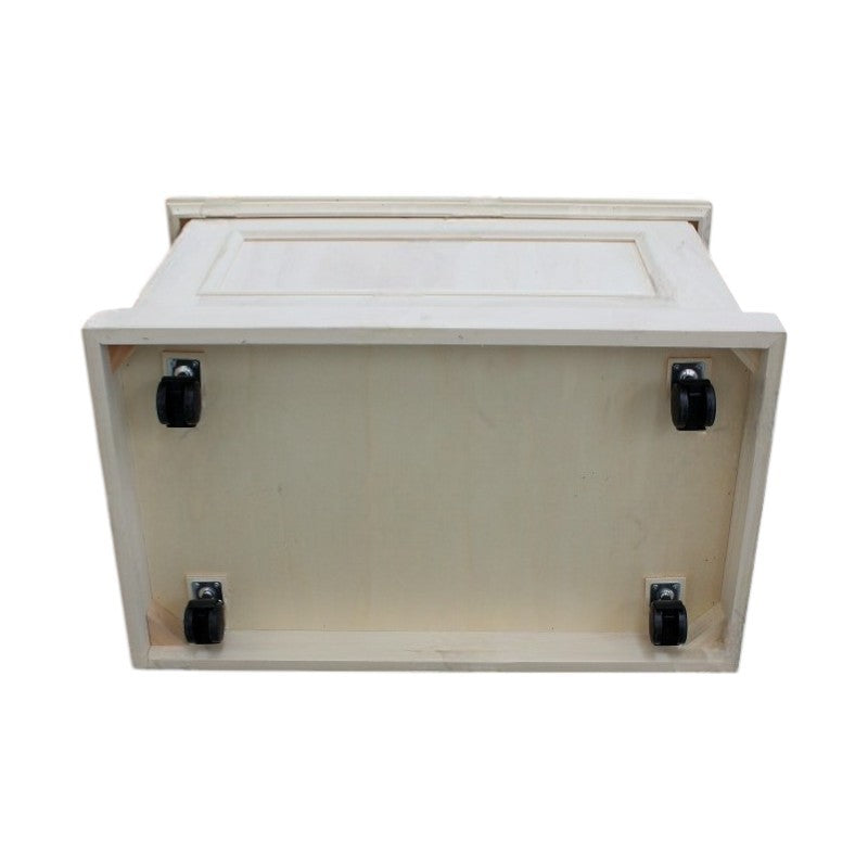 Cassapanca arte povera con ruote in legno grezza l.78 p.47 h.51 - Mobili 2G