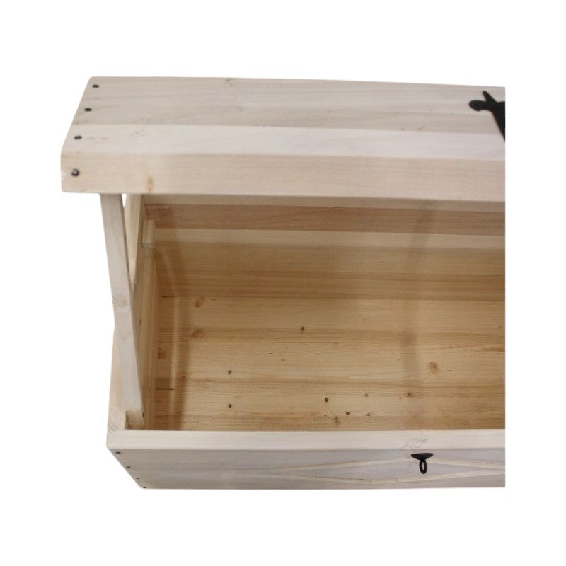 Cassapanca baule in legno grezza l.94 p.47 h.60 (815) - Mobili 2G