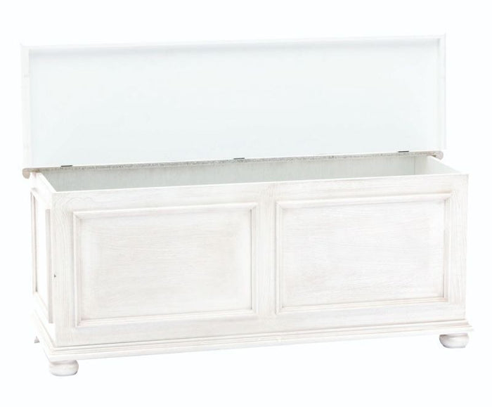 Cassapanca in legno bianco anticato shabby 116,5x40,5x46 - Mobili 2G