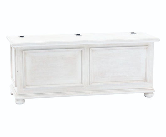 Cassapanca in legno bianco anticato shabby 116,5x40,5x46 - Mobili 2G